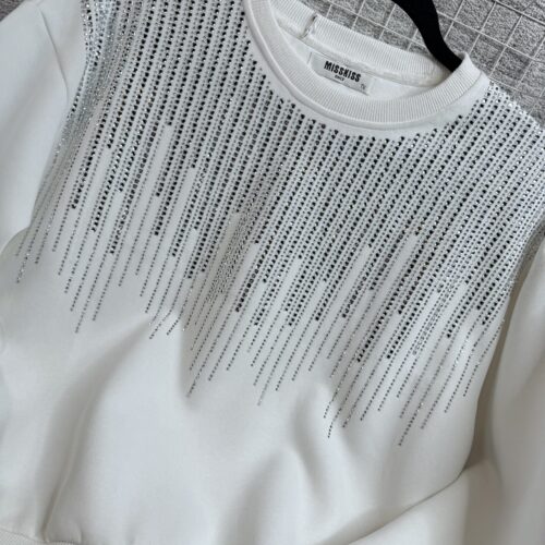 White Rhinestone - Sweatshirt bling bling glitter - Strasssteine - Pullover mit Strass