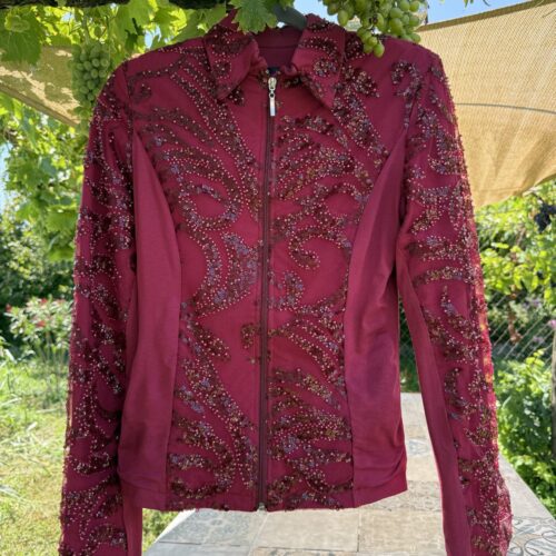 Western Show Jacket - Burgund Pearl Leaves - Made in Germany