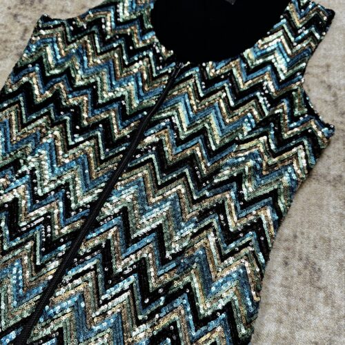 Long Vest Mint Zick Zack