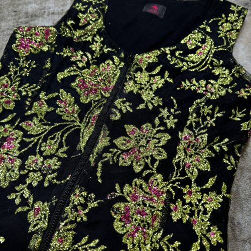 Long Vest Green Flower