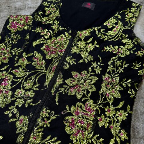 Long Vest Green Flower