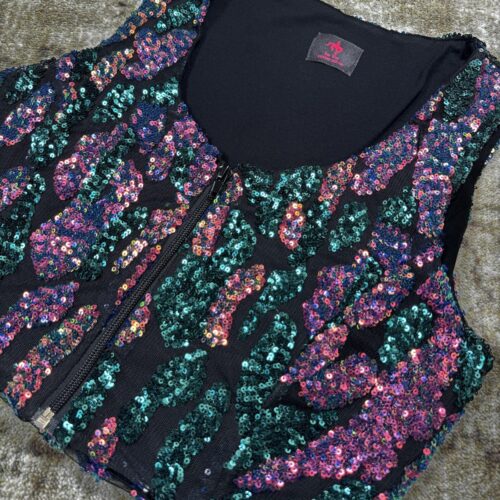 Western Show Vest - Weste Cowgirl Show Shirt Cameleon with Sequins and Glitter for Western Competition Short