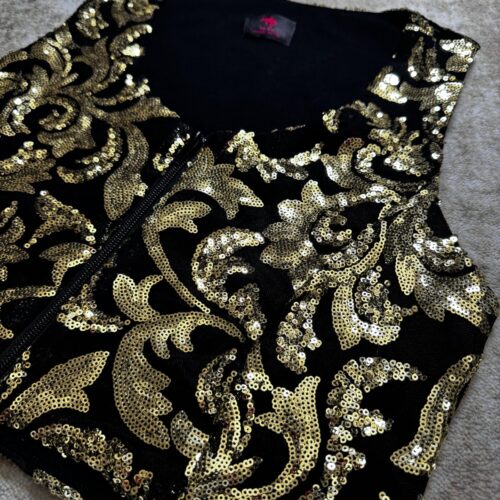 Western Show Vest - Weste Cowgirl Show Shirt Gold Barock with Sequins and Glitter for Western Competition Short