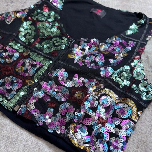 Western Show Vest - Weste Cowgirl Show Shirt Mosaik with Sequins and Glitter for Western Competition Short