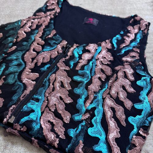 Western Show Vest - Weste Cowgirl Show Shirt Waves with Sequins and Glitter for Western Competition Short