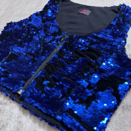 Western Show Vest - Weste Cowgirl Show Shirt Royal Blue with Sequins and Glitter for Western Competition Short