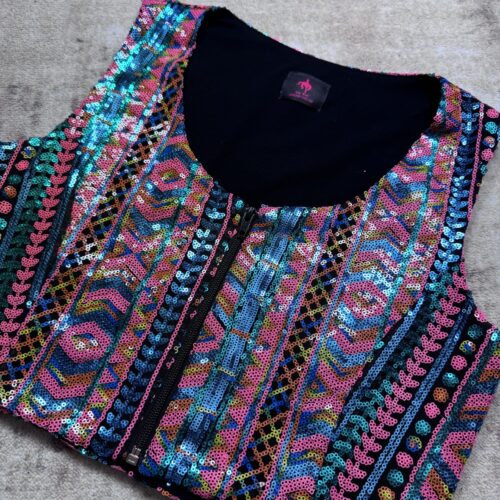 Western Show Vest - Weste Cowgirl Show Shirt Indian Design Style with Sequins and Glitter for Western Competition Short