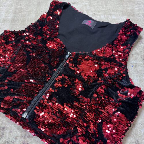 Western Show Vest - Weste Cowgirl Show Shirt Greed Camouflage with Sequins and Glitter for Western Competition Short