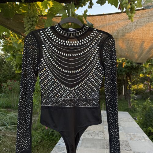 Bodybluse - Black Body with Rhinestones Drops a lot of glitter - bling bling with strass