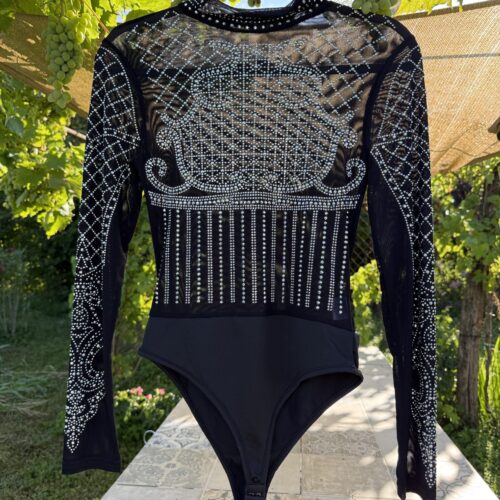 Bodybluse - Body with Rhinestones Baroque Motive and a lot of glitter - bling bling with strass