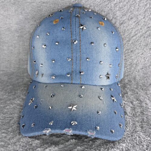 Jeans Cap Hellblau mit Glitzer | Strass Sterne Basecap | Sommer Cowgirl Mütze | Festival Look Damen