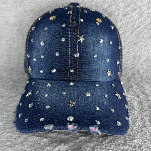 Glitzer Cap Dunkelblau mit Strass | Cowgirl Basecap mit Sternen | Western Jeans Cap Damen