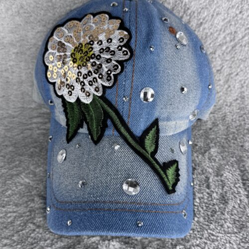 FLOWER SEQUINES DENIM CAP