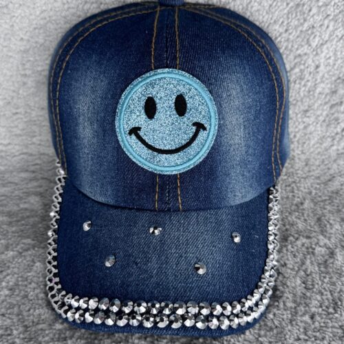 SMILE CAP YOUTH | Kids - Smile Turquoise Basecap Rhinestone Glitter - Bling Bling