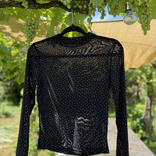 Black Sparkel Western Showbluse Mesh – Silver Shine & Strass – Turnier Cowgirl Outfit – Bling Bling Bluse Schwarz/Silber