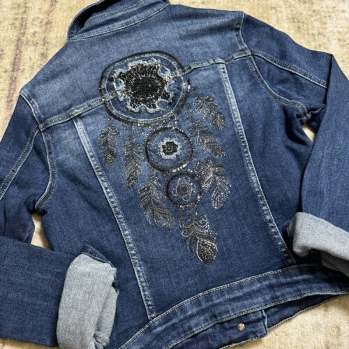 Jeansjacke mit Strass | Rhinestone Western Jacke | Bling Denim Jacket Cowgirl Style | Show Fashion | Handmade Look