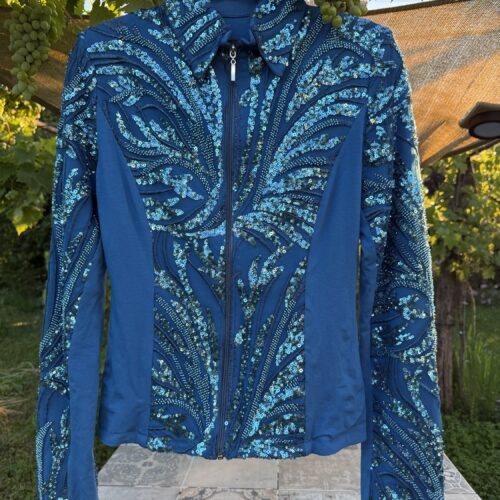 Western Show Outfit: Sequines Jacket - Blue Glitter Lines - Made in Germany