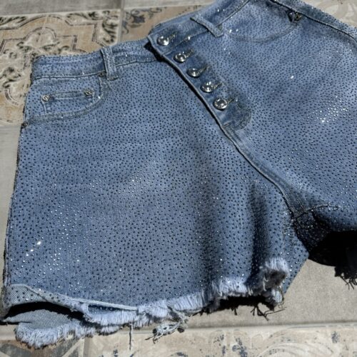 Jeans Short Rhinestone Festival bling bling glitzer