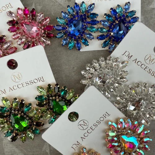 Große Statement Chandelier-Ohrringe – Glitzer Kristall Strass Stecker für Show, Bühne, Hochzeit & Party - Western - Cowgirl