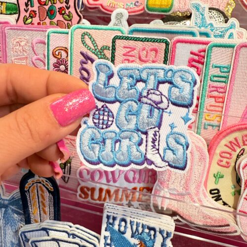 Patch Let's Go Girls Blue Embroidered Applique for Jackets, Hats & Bags