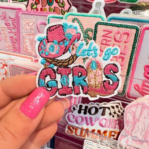 Patch Let's Go Girls Red Embroidered Applique for Jackets, Hats & Bags