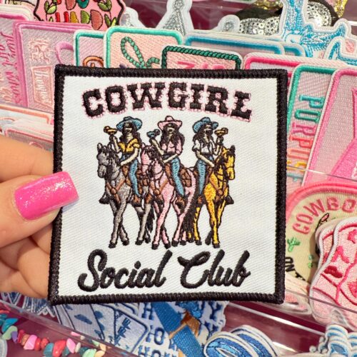Patch Cowgirl Social Club Black Embroidered Applique for Jackets, Hats & Bags