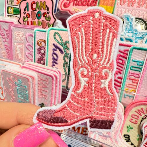 Patch High Boots Red Embroidered Applique for Jackets, Hats & Bags