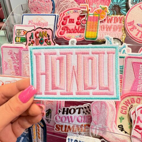 Patch Howdy Pink Embroidered Applique for Jackets, Hats & Bags