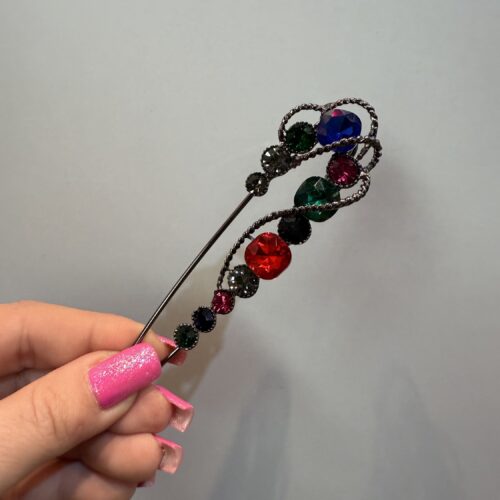 Western Show Number Pin 2er-Set | Startnummernhalter mit Strass | Sicherheitsnadel Glitzer | Turnier & Arena Style Schwarz Multicolor