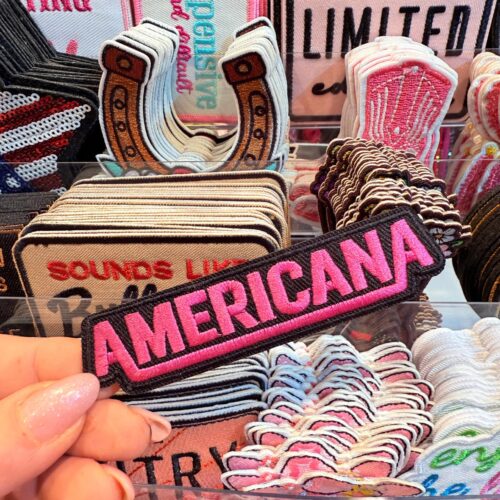Patch Americana Pink Embroidered Applique for Jackets, Hats & Bags