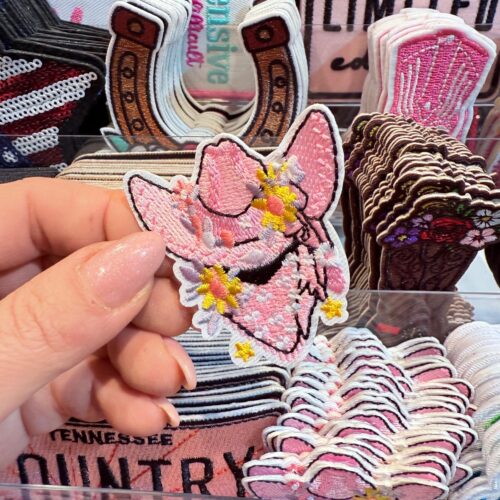 Patch Bandit Pink Embroidered Applique for Jackets, Hats & Bags
