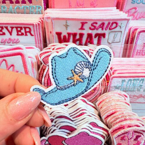 Patch Hat Blue Embroidered Applique for Jackets, Hats & Bags