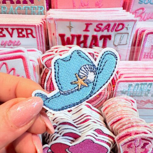 Patch Hat Blue Embroidered Applique for Jackets, Hats & Bags