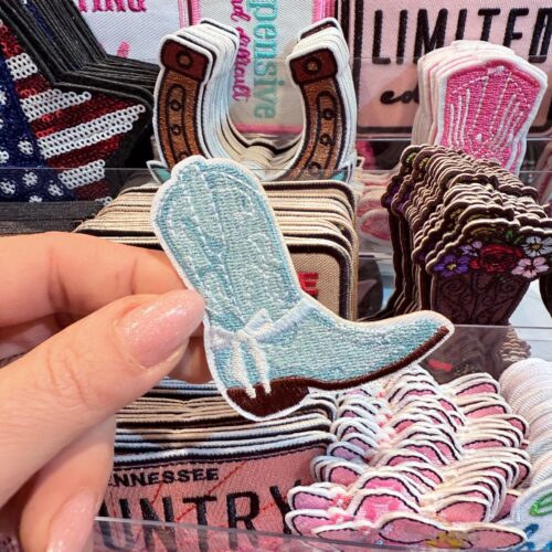Patch Boot Blue Embroidered Applique for Jackets, Hats & Bags