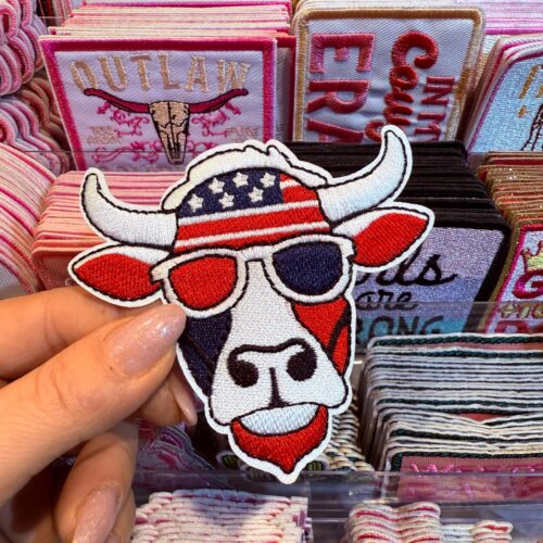 Patch Bull USA Embroidered Applique for Jackets, Hats & Bags
