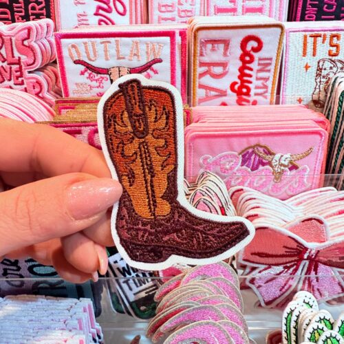 Patch Dark Boot Embroidered Applique for Jackets, Hats & Bags