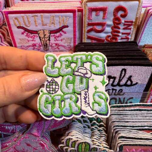 Patch Let's Go Girls Green Embroidered Applique for Jackets, Hats & Bags