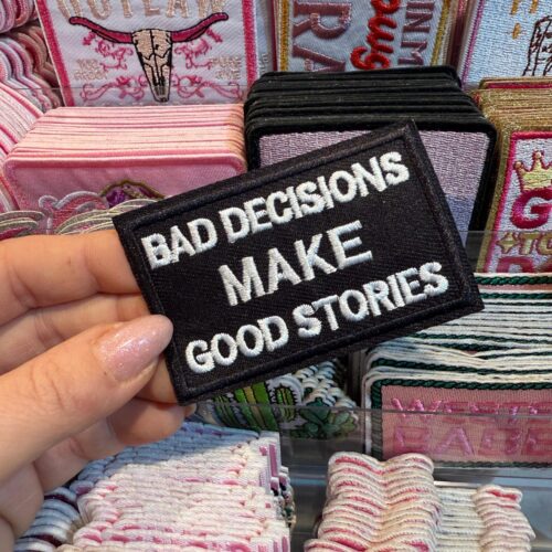 Patch Good Stories White Embroidered Applique for Jackets, Hats & Bags