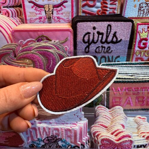 Patch Hat Dark Red Embroidered Applique for Jackets, Hats & Bags