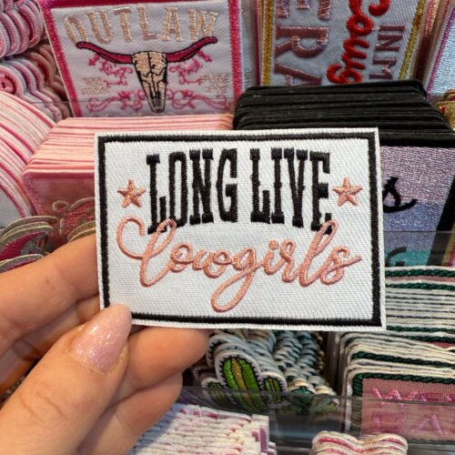 Patch Long Live Cowgirls Black Embroidered Applique for Jackets, Hats & Bags