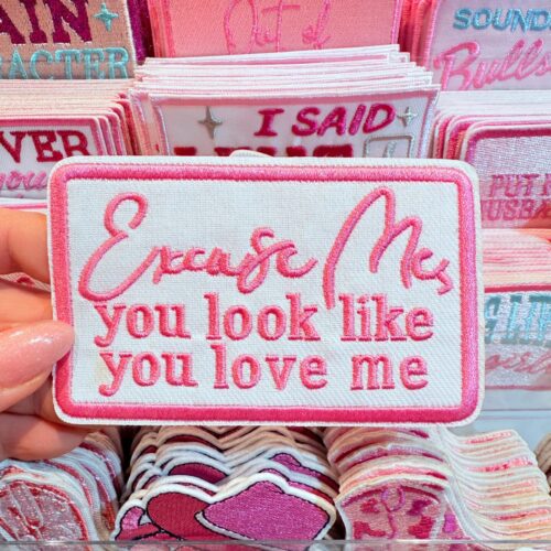 Patch Love Me Pink Embroidered Applique for Jackets, Hats & Bags