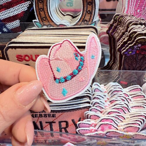 Patch Pink Hat Embroidered Applique for Jackets, Hats & Bags