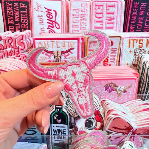 Patch Pink Skull Embroidered Applique for Jackets, Hats & Bags