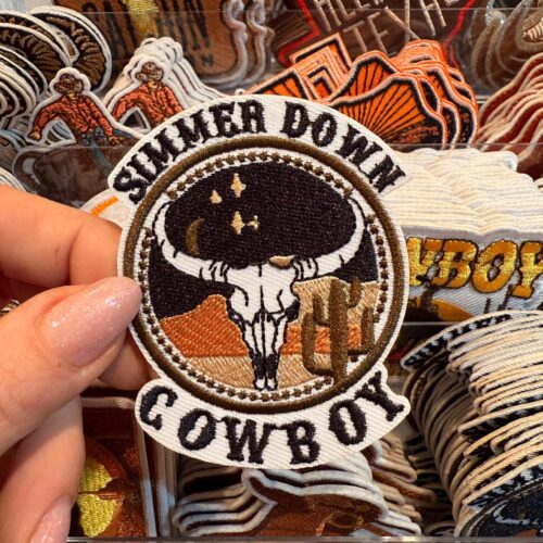 Patch Simmer Down Cowboy Embroidered Applique for Jackets, Hats & Bags