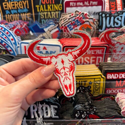 Patch Skull Red Embroidered Applique for Jackets, Hats & Bags