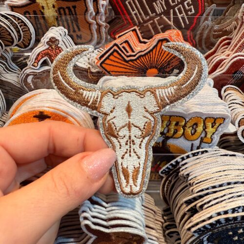 Patch Skull Bronze Embroidered Applique for Jackets, Hats & Bags