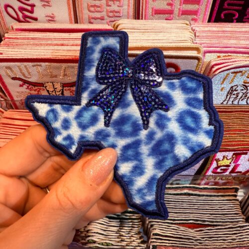 Patch Ribbon Texas Blue Embroidered Applique for Jackets, Hats & Bags